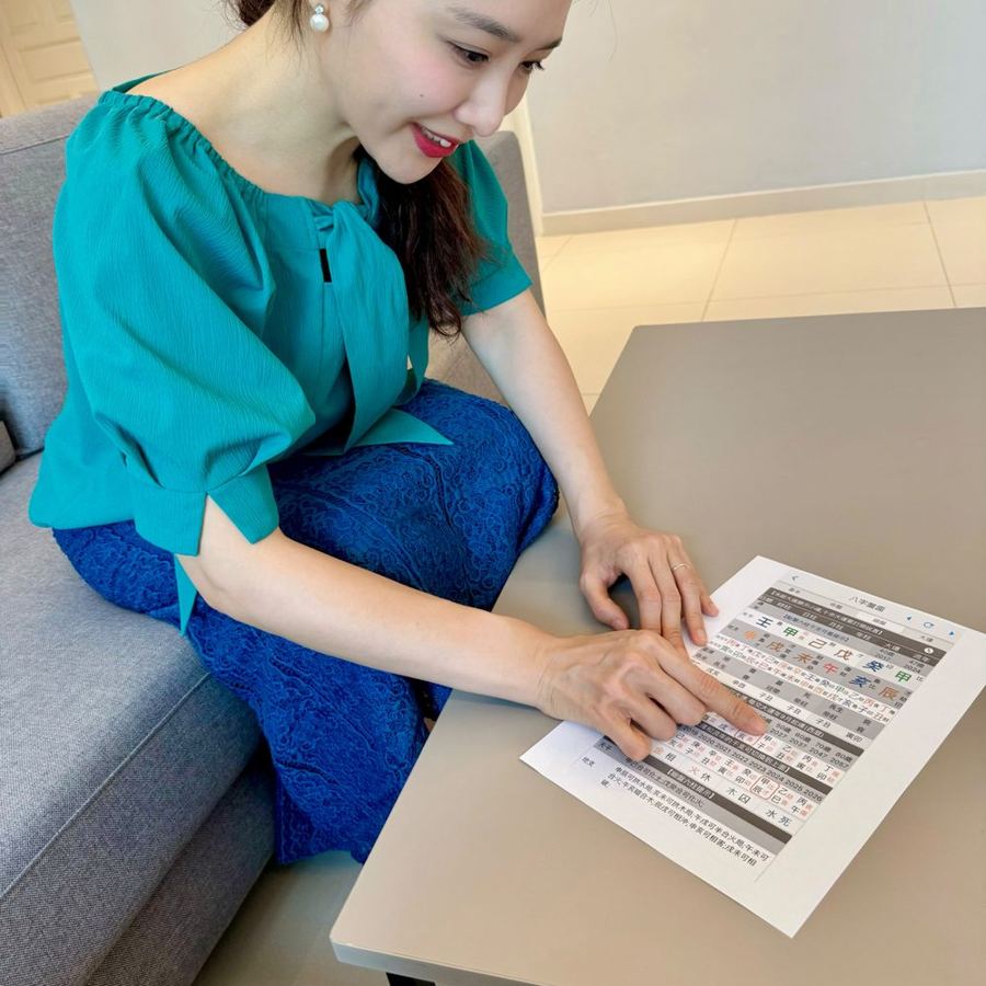 Tiffany analysing a printed BaZi chart